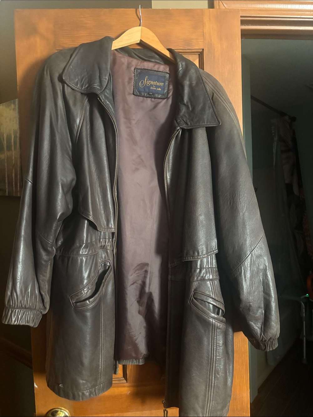Signature Dark Brown Leather Trench Jacket